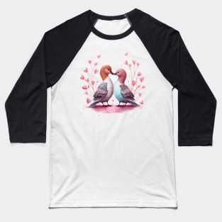 Valentine Kissing Northern Pintail Bird Couple Baseball T-Shirt